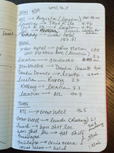 An excerpt from my mileage notes.